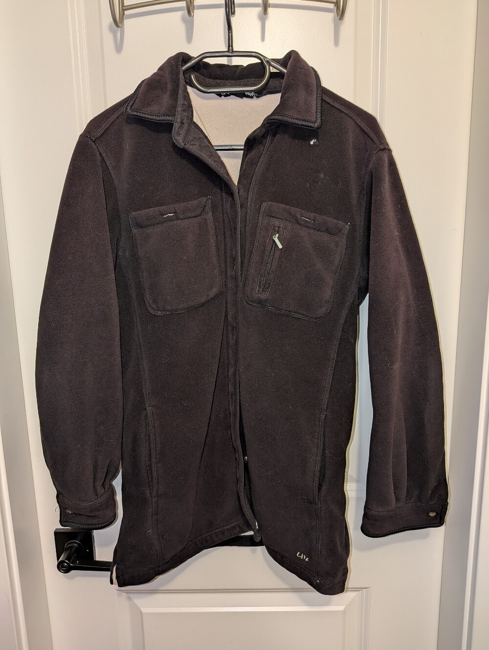 Black Fleece Jacket - Lightweight Button-Up